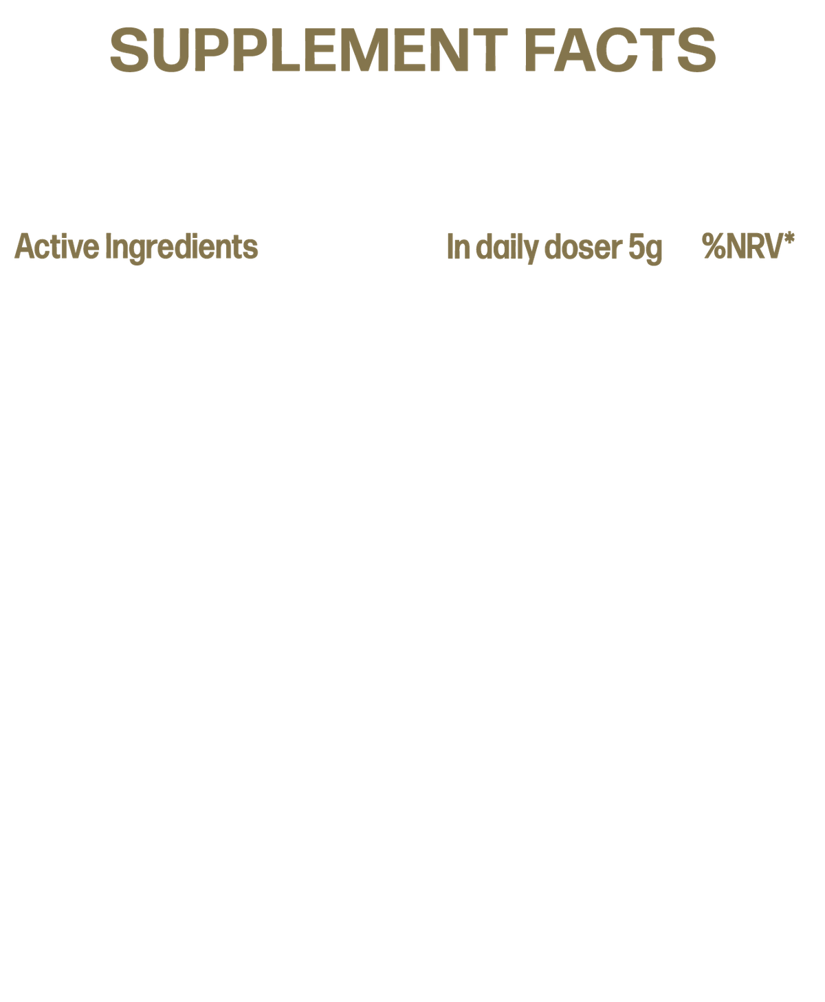 STM BAO+ supplement facts